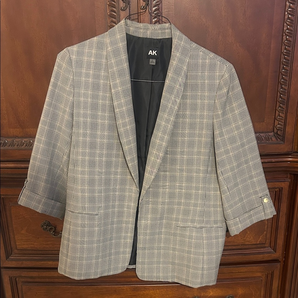 Anne Klein Women's Gray Plaid Blazer